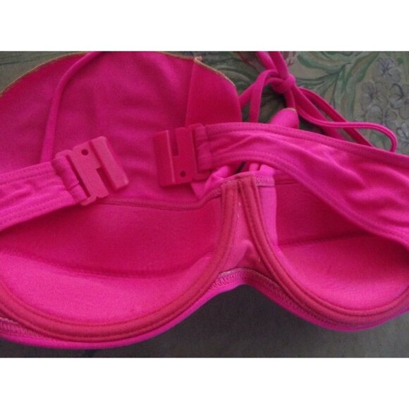 Xhilaration Medium Pink Flounce Bandeau Bikini Strapless Halter Strap Swim Top m - Picture 7 of 9